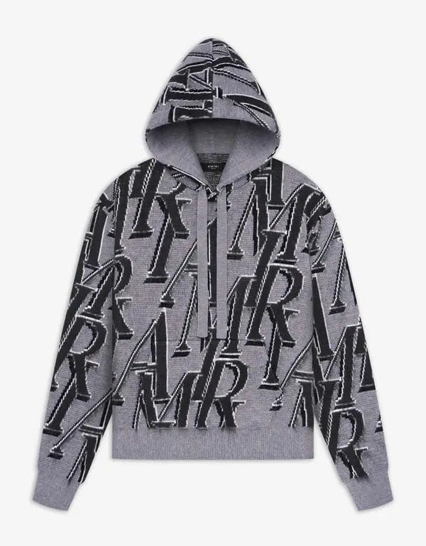 Amiri Grey Repeat Logo Hoodie