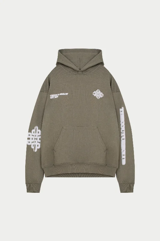 BLURRED EMBLEM GRAPHIC HOODIE - KHAKI