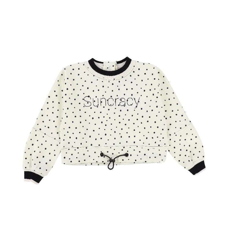 SUNCRACY CREAM POLKA DOT DRAWSTRING SWEATSHIRT [Final Sale]