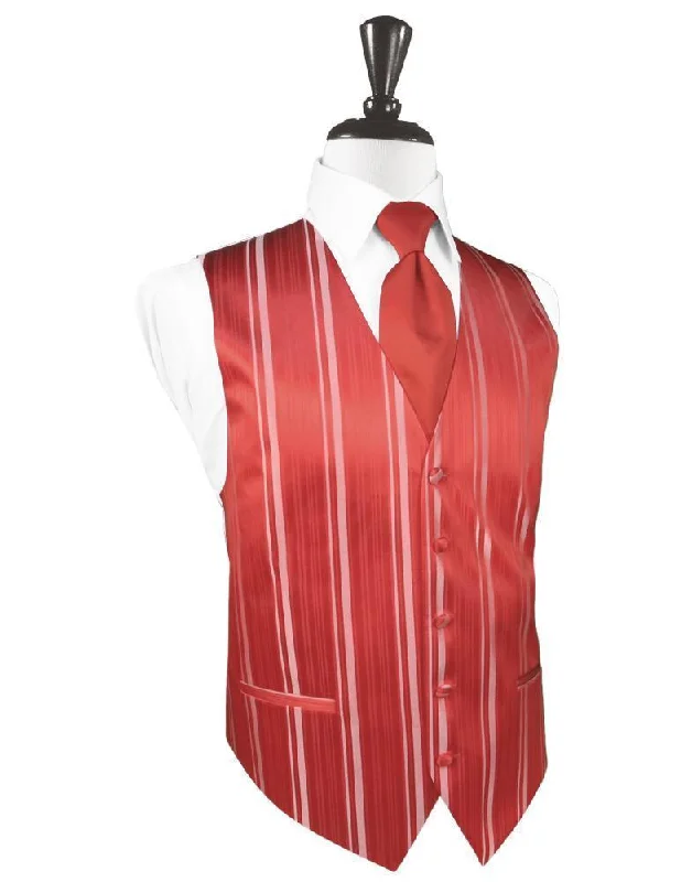 Persimmon Striped Satin Tuxedo Vest