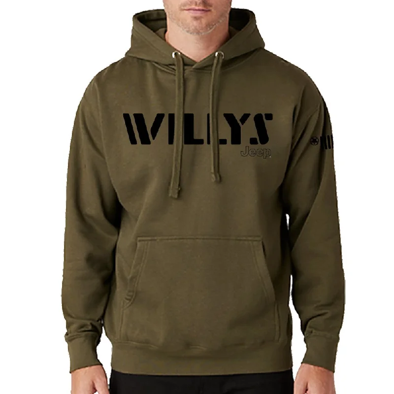 Mens Jeep® Willys Hoodie Sweatshirt - Heather Jeep Green