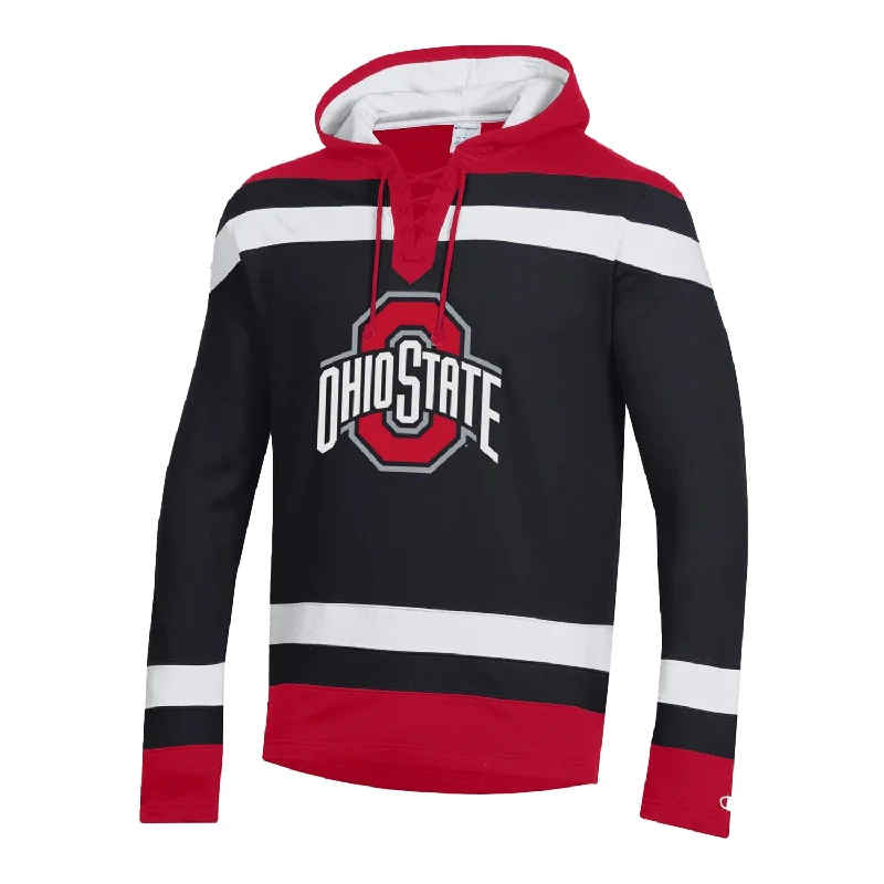 Ohio State Buckeyes Super Fan Big Stripe Hockey Black Hood