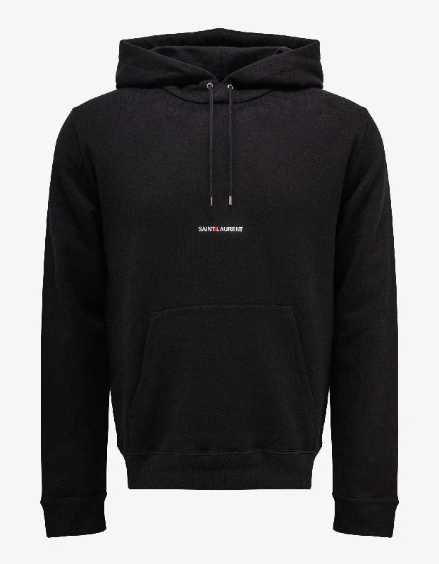 Saint Laurent Black Logo Print Hoodie