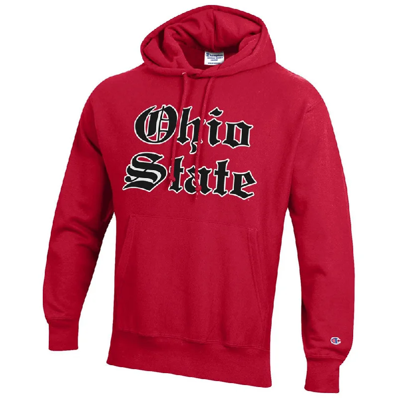 Ohio State Buckeyes Reverse Weave Old English Red Hood