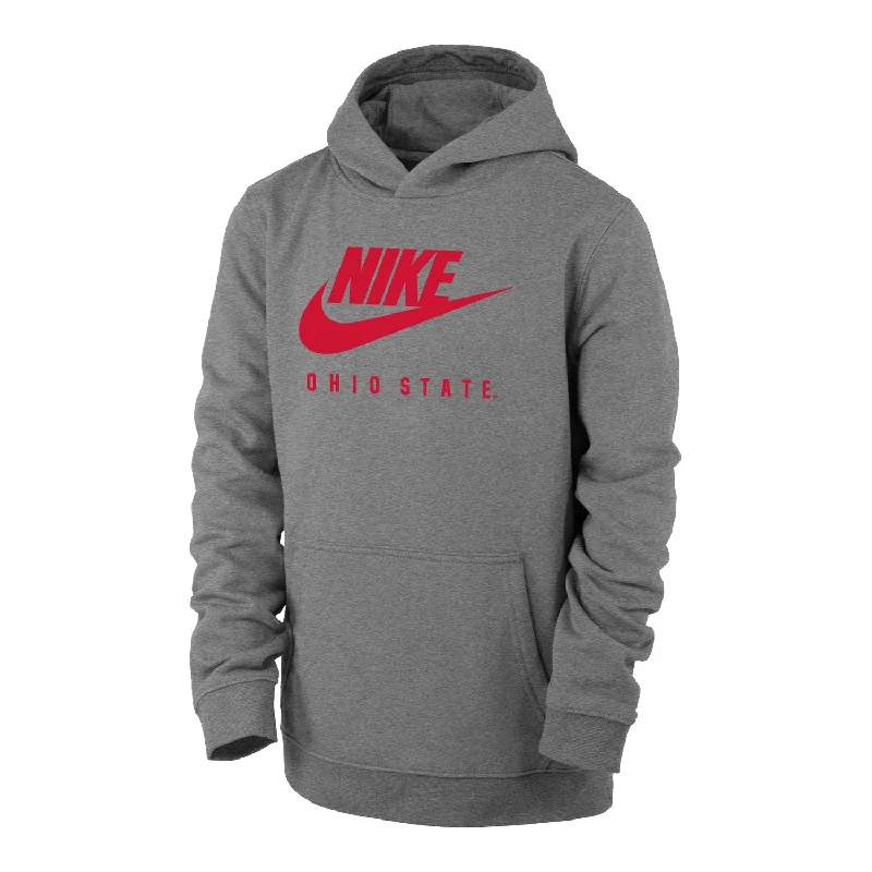 Youth Ohio State Buckeyes Club Fleece Gray Hooded Sweatshirt