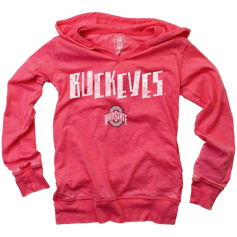 Girls Ohio State Buckeyes Burn Out Hooded Sweatshirt