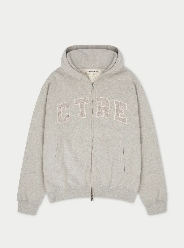 CTRE ZIP THROUGH HOODIE - GREY MARL