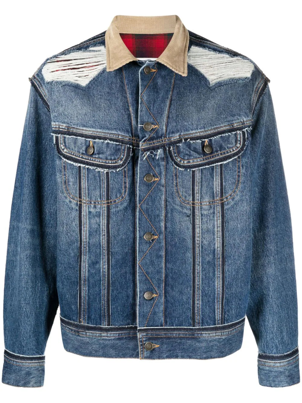 Ripped-Detailing Denim Jacket