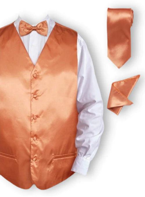 Rust Satin Tuxedo Vest Set