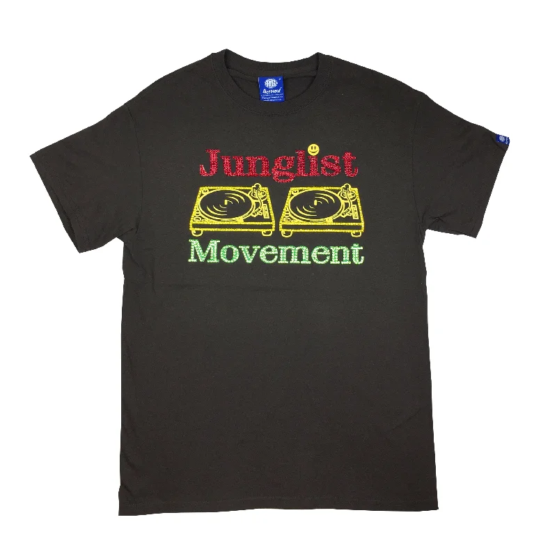 Custom Junglist Movement X Swarovski Crystals Teeshirt (Brown)