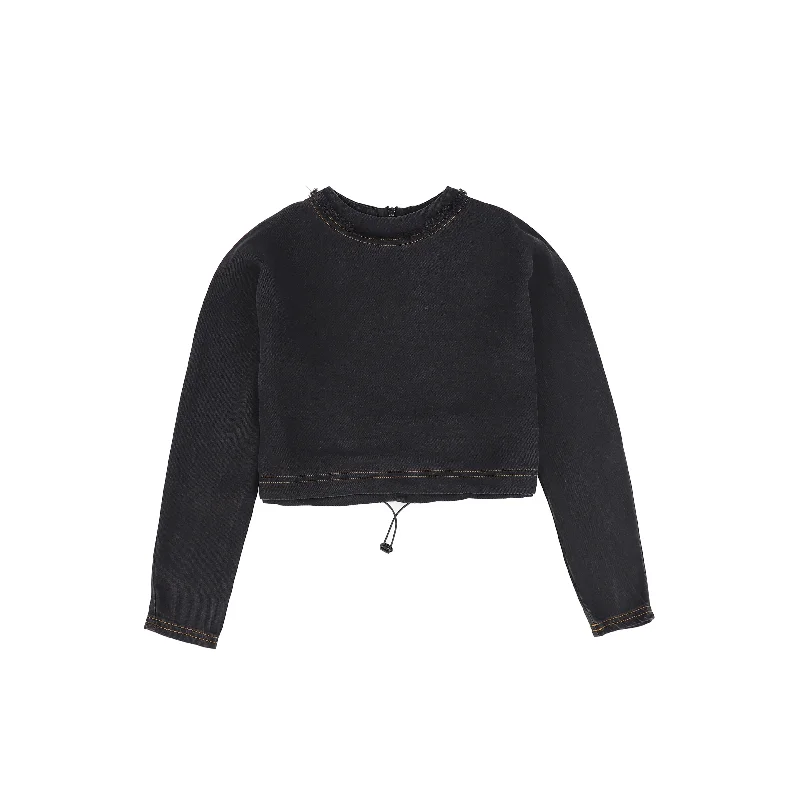 VIBE BLACK DENIM TOGGLE DOLMAN SWEATSHIRT [FINAL SALE]