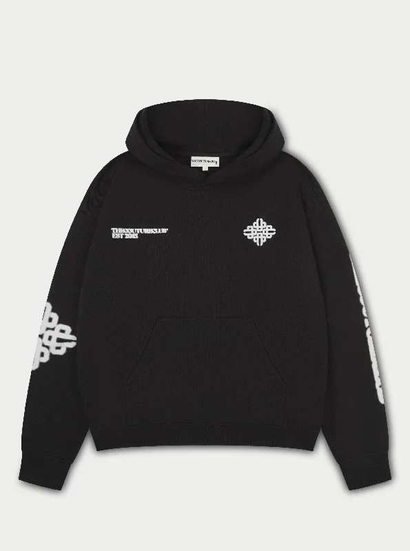 BLURRED EMBLEM GRAPHIC HOODIE - BLACK