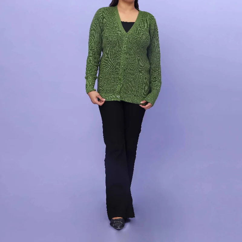 Green Cotton Thread Winter Sweater PW4821