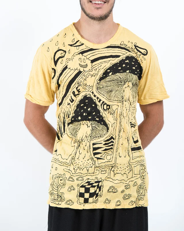 Mens Magic Mushroom T-Shirt in Yellow