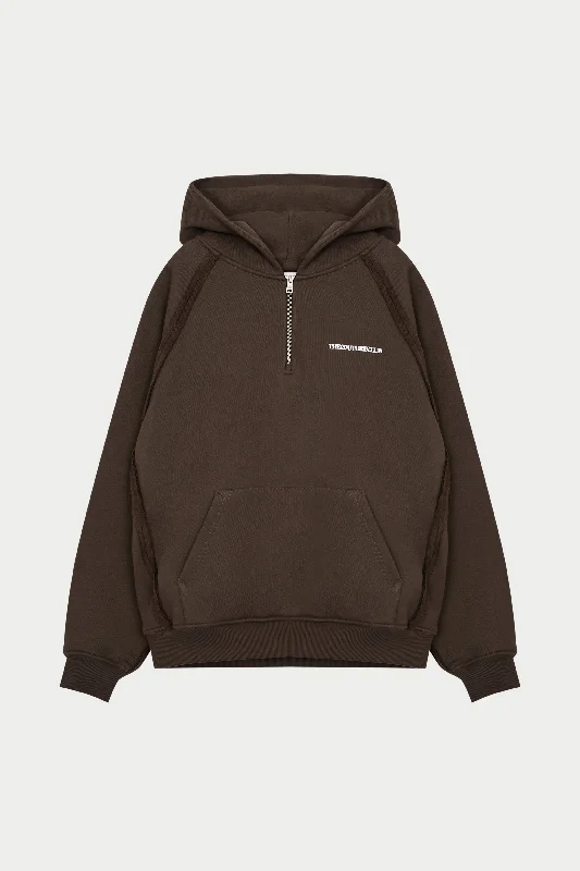 RAW SEAM HOODIE - BROWN