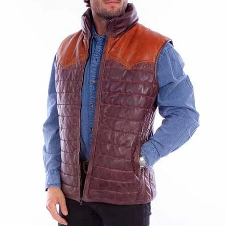 Scully Men's Brown Leather Puffer Vest