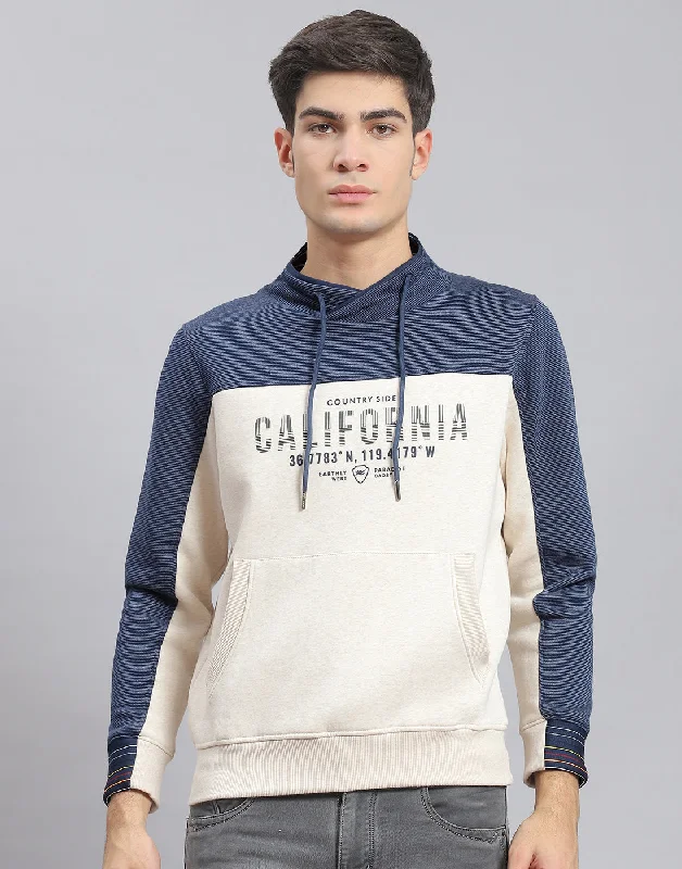 Men Navy Blue Printed F Neck Full Sleeve Sweatshirt