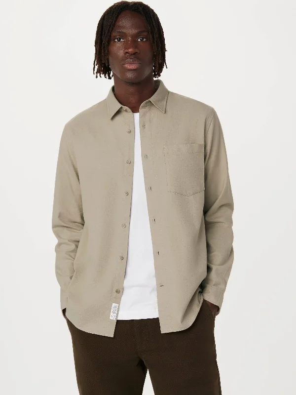 The Yak Wool Flannel Shirt in Light Greige