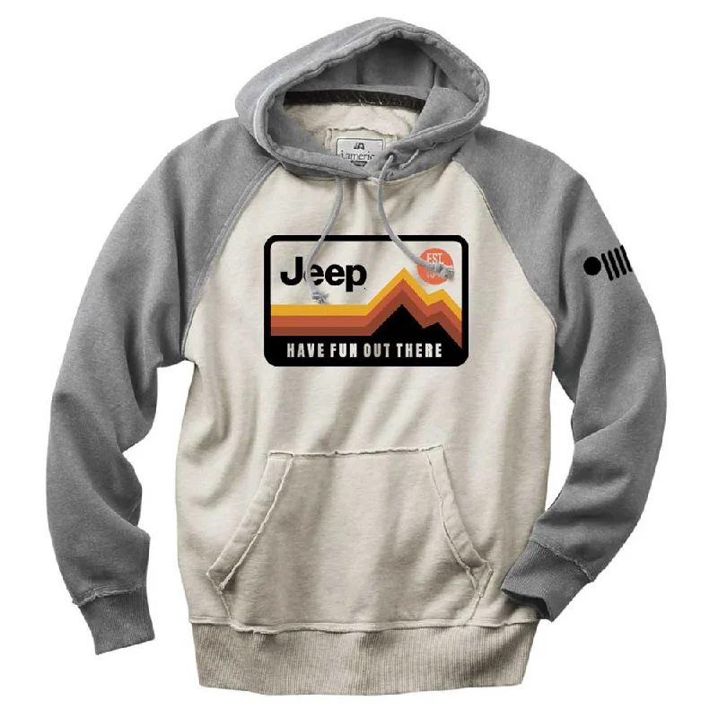 Mens Jeep® Have Fun Out There Vintage Hoodie - Grey/Natural