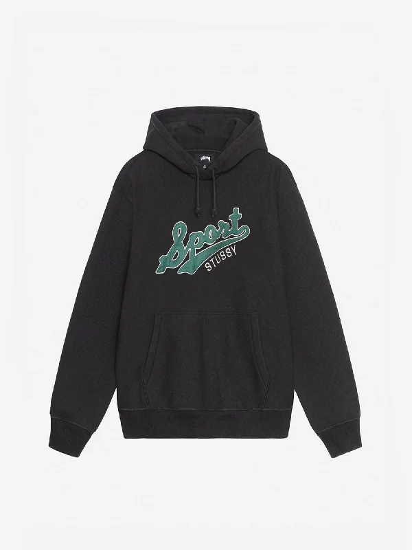 Stussy Satin Patch Oversized Hood - Washed Black