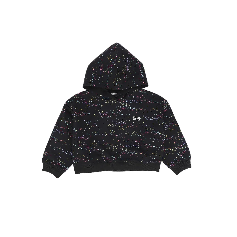 DKNY BLACK DOTTED PRINT HOODED SWEATSHIRT [FINAL SALE]