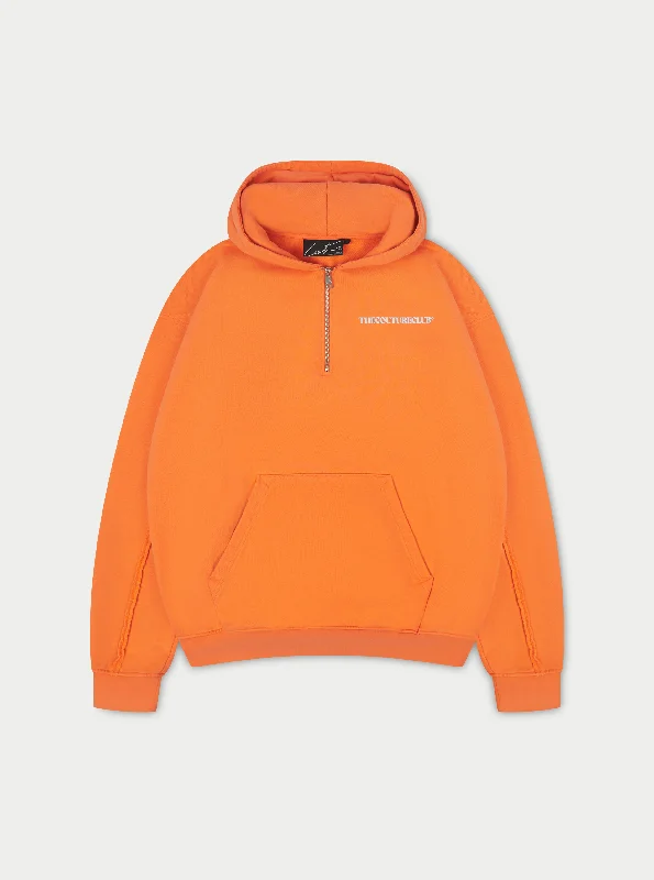 RAW SEAM QUARTER ZIP HOODIE - ORANGE