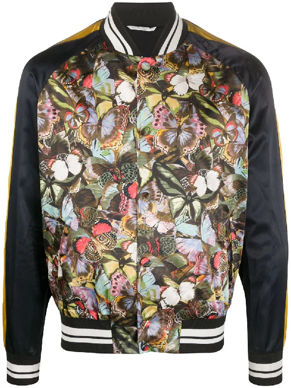 Butterfly-Print Bomber Jacket