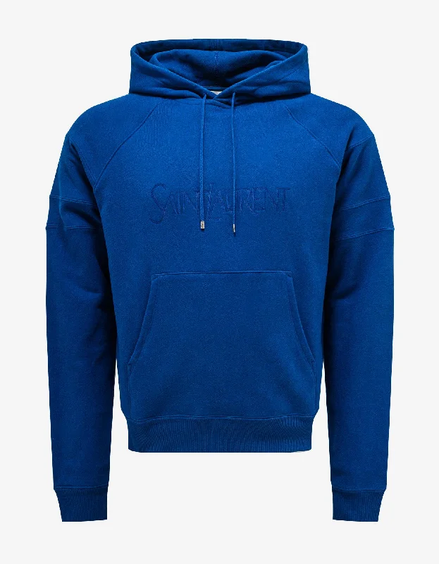 Saint Laurent Blue Logo Raglan Hoodie