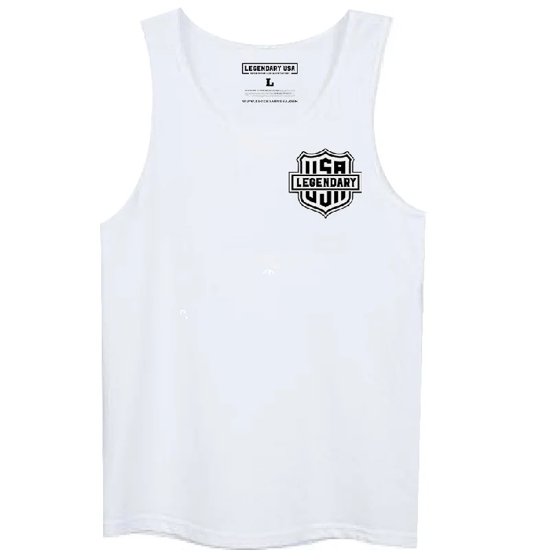 Legendary 'Live Legendary Die Legendary' Motorcycle Tank Top - White