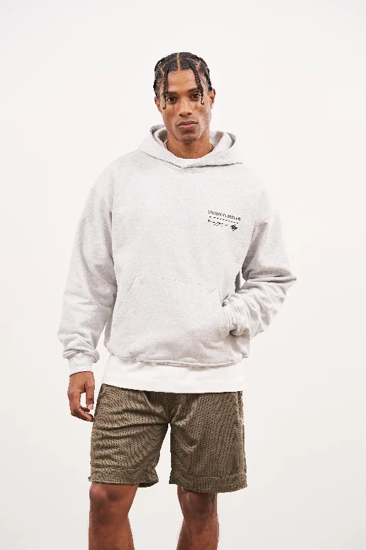 SCRIPT MULTI GRAPHIC HOODIE - GREY MARL