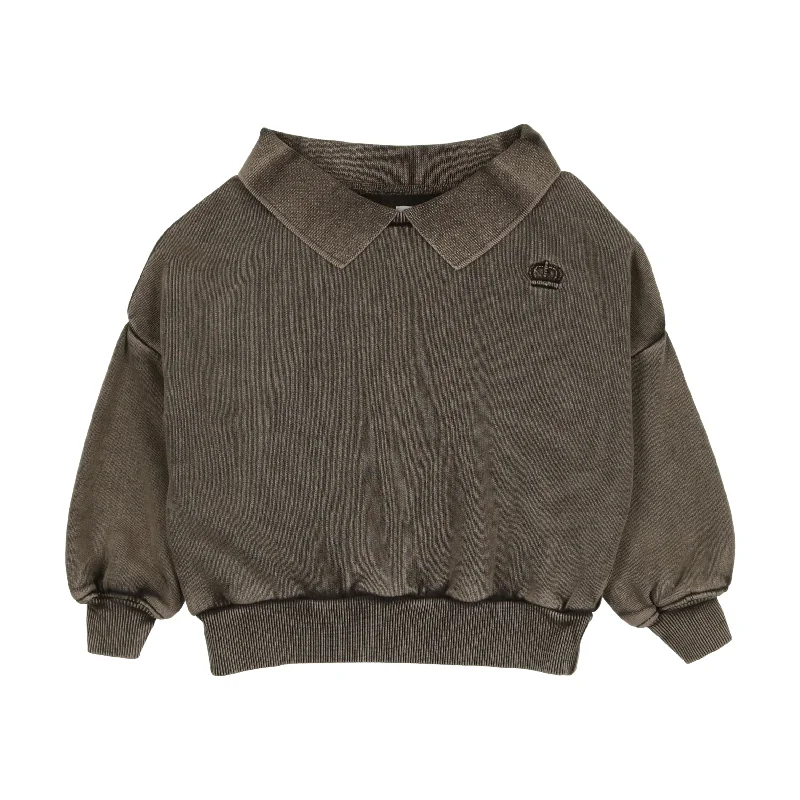 KIN & KIN TAUPE WASHED POLO SWEATSHIRT [FINAL SALE]