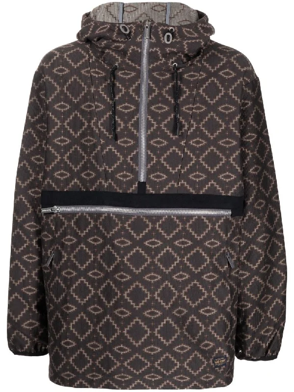 Geometric Pattern Half-Zipped Jacket