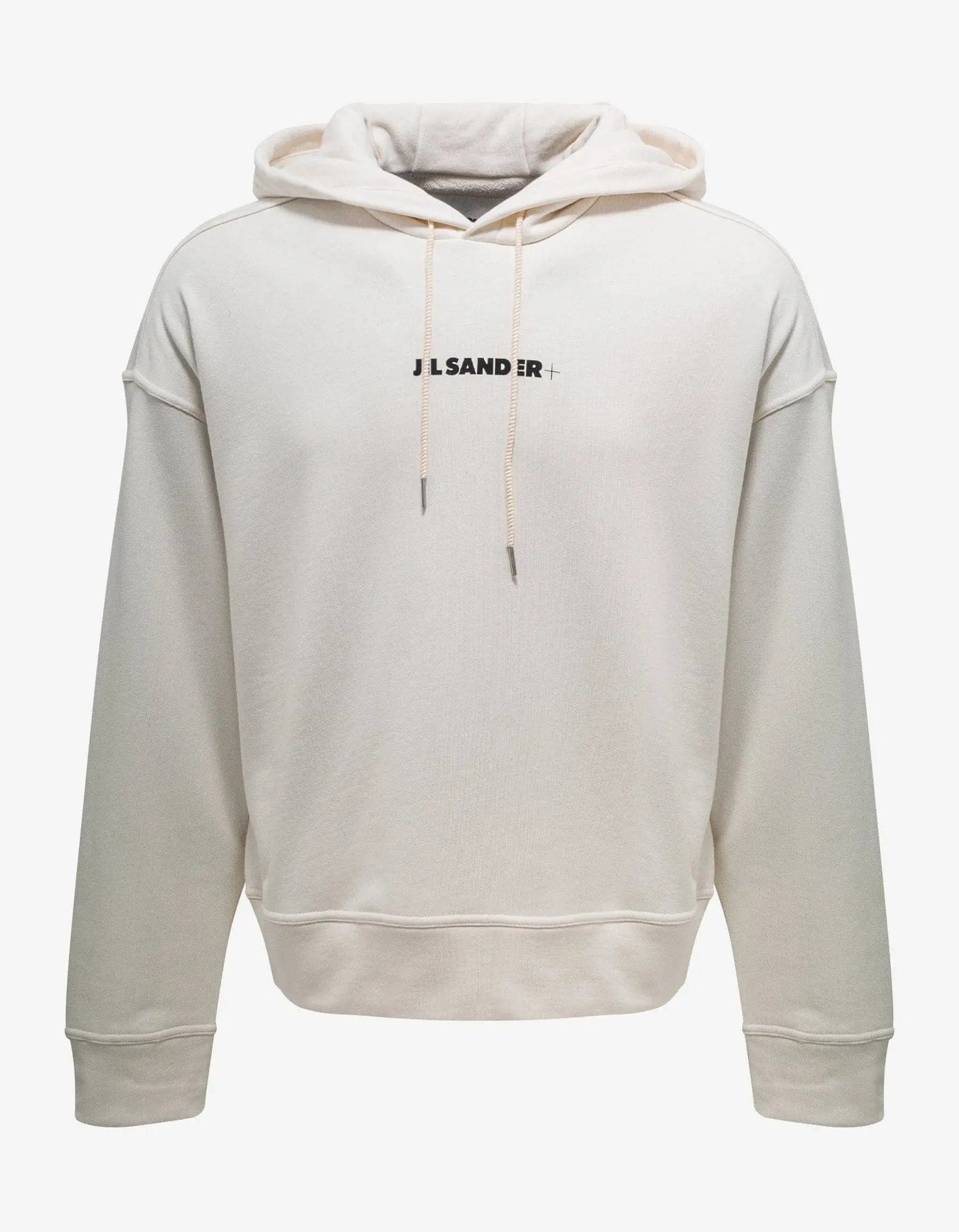 Jil Sander Plus Logo Natural White Hoodie