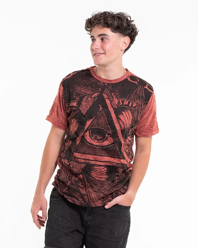 Mens All Seeing Eye T-Shirt in Brick