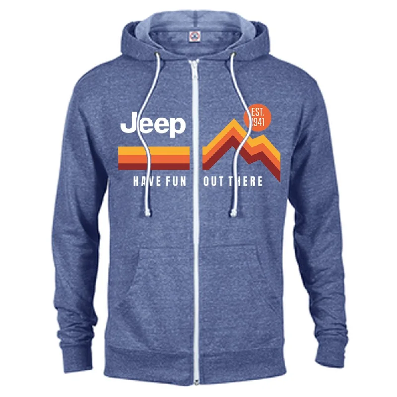 Mens Jeep® Have Fun Out There Zip Hoodie - Heather Royal