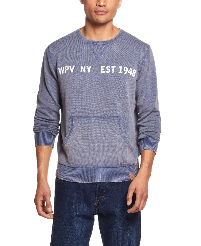 Stonewash Logo Crew Sweater In Blue Mirage