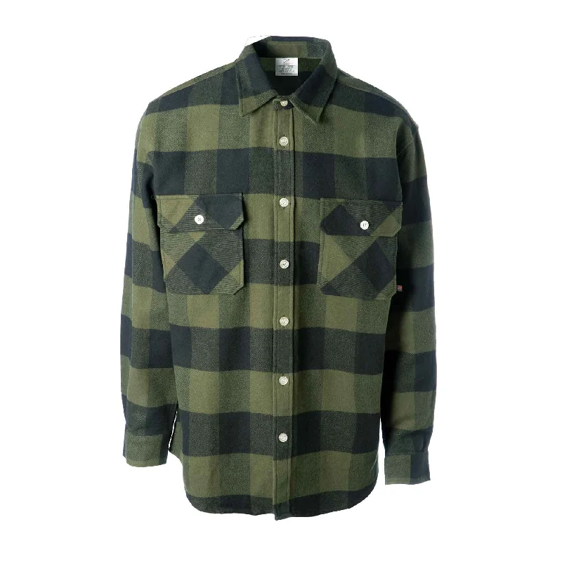 Extra Heavyweight Flannel Shirt- OD Green Plaid