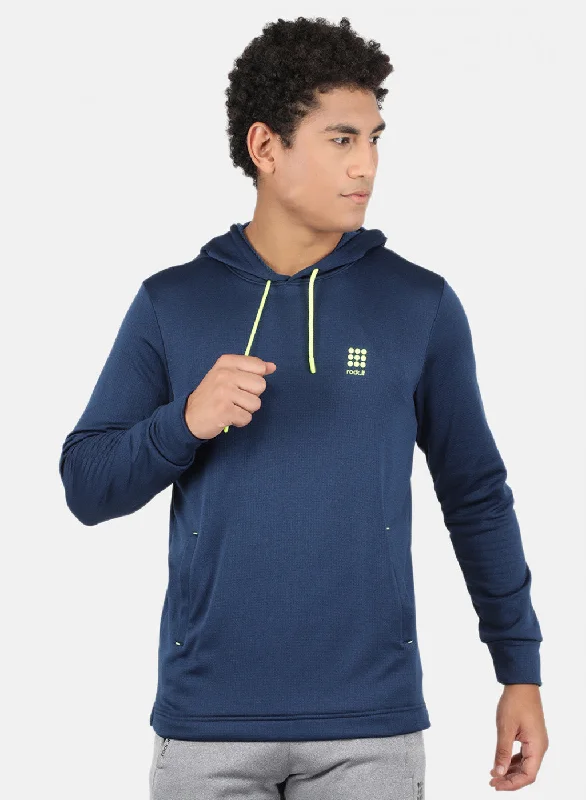 Men Navy Blue Solid Sweatshirt