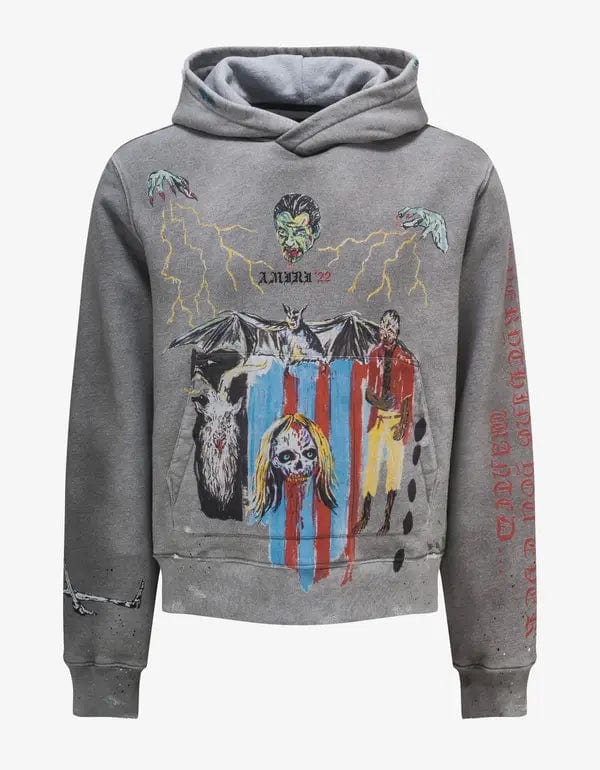 Amiri x Wes Lang Blood 38' Grey Hoodie