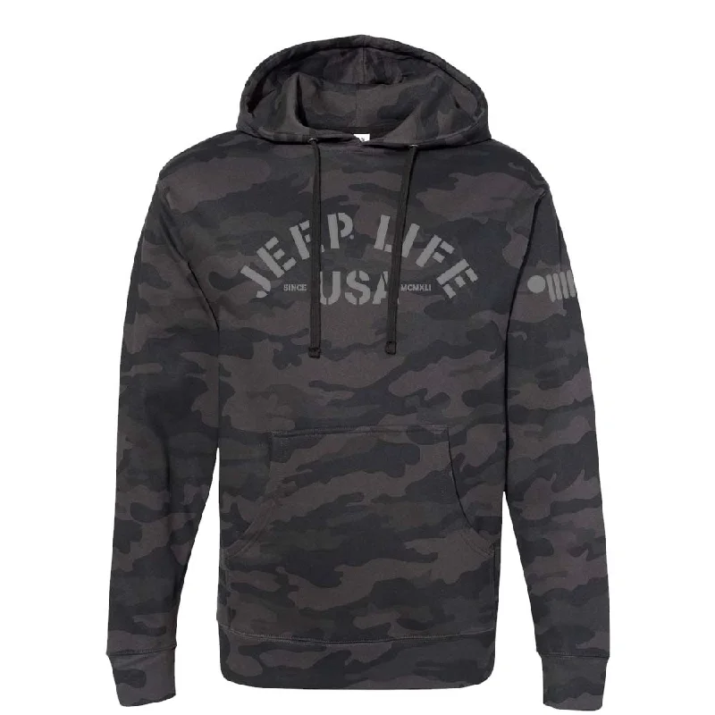 Mens/Unisex Jeep® Life USA Hoodie - Black Camo