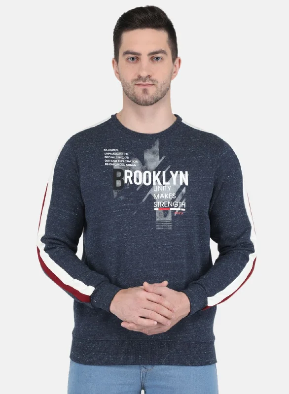 Men Blue Solid Sweatshirt