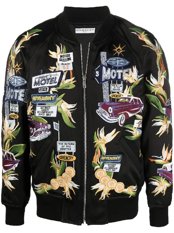 Motel-Embroidered Satin Bomber Jacket