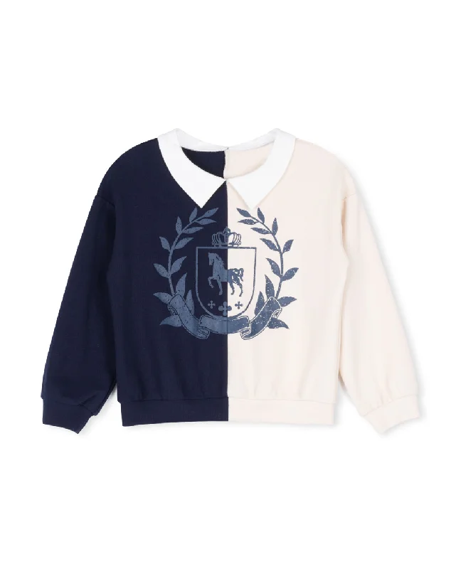 HELLO YELLOW NAVY/CREAM CENTER EMBLEM SWEATSHIRT [FINAL SALE]