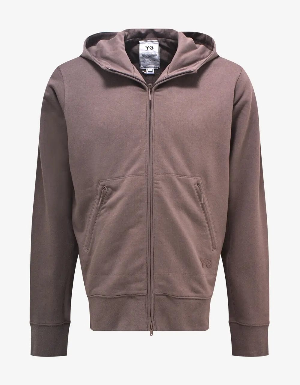 Y-3 Brown Classic DWR Terry Utility Zip Hoodie