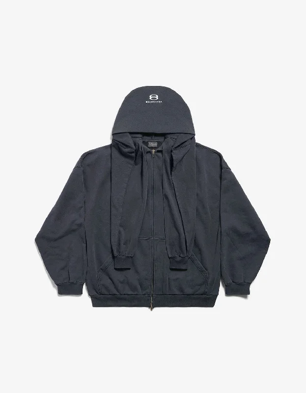 Balenciaga Blue Unity Sports Icon Incognito Zip-Up Hoodie