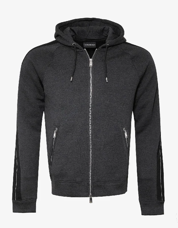 Emporio Armani Grey Grosgrain Trim Hoodie