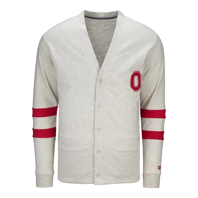 Ohio State Buckeyes Block O Script Tan Cardigan