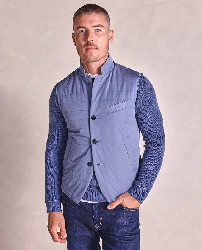 The Beckett - Nylon Shell Vest - Blue Smoke