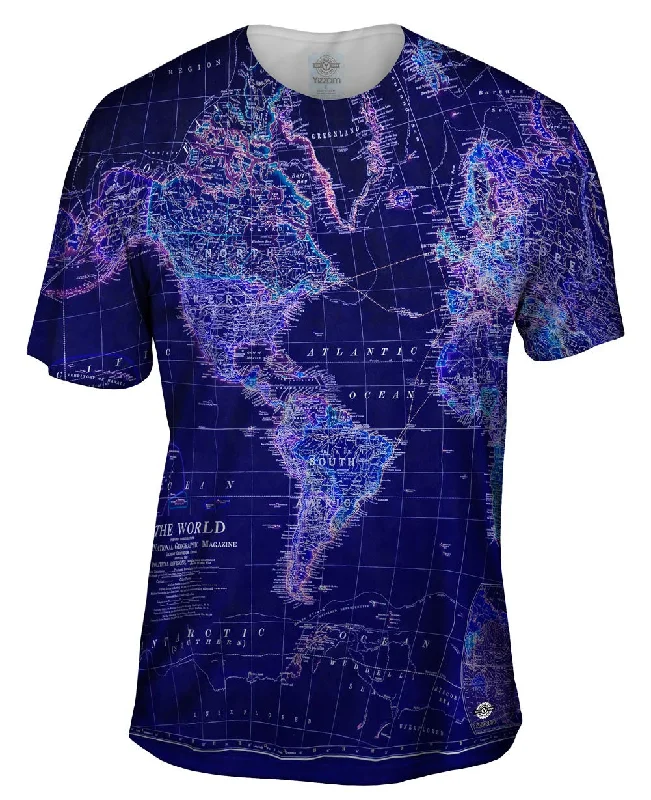 World Map Neon Close