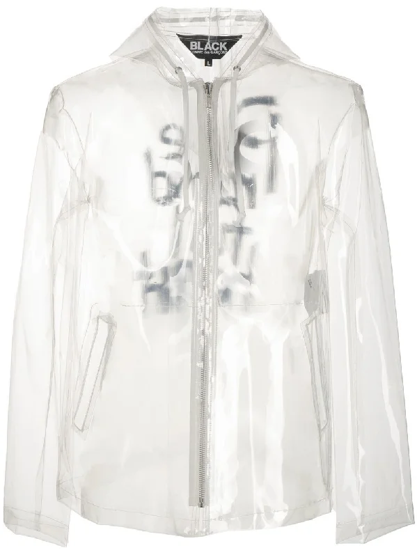 Slogan-Print Transparent Jacket